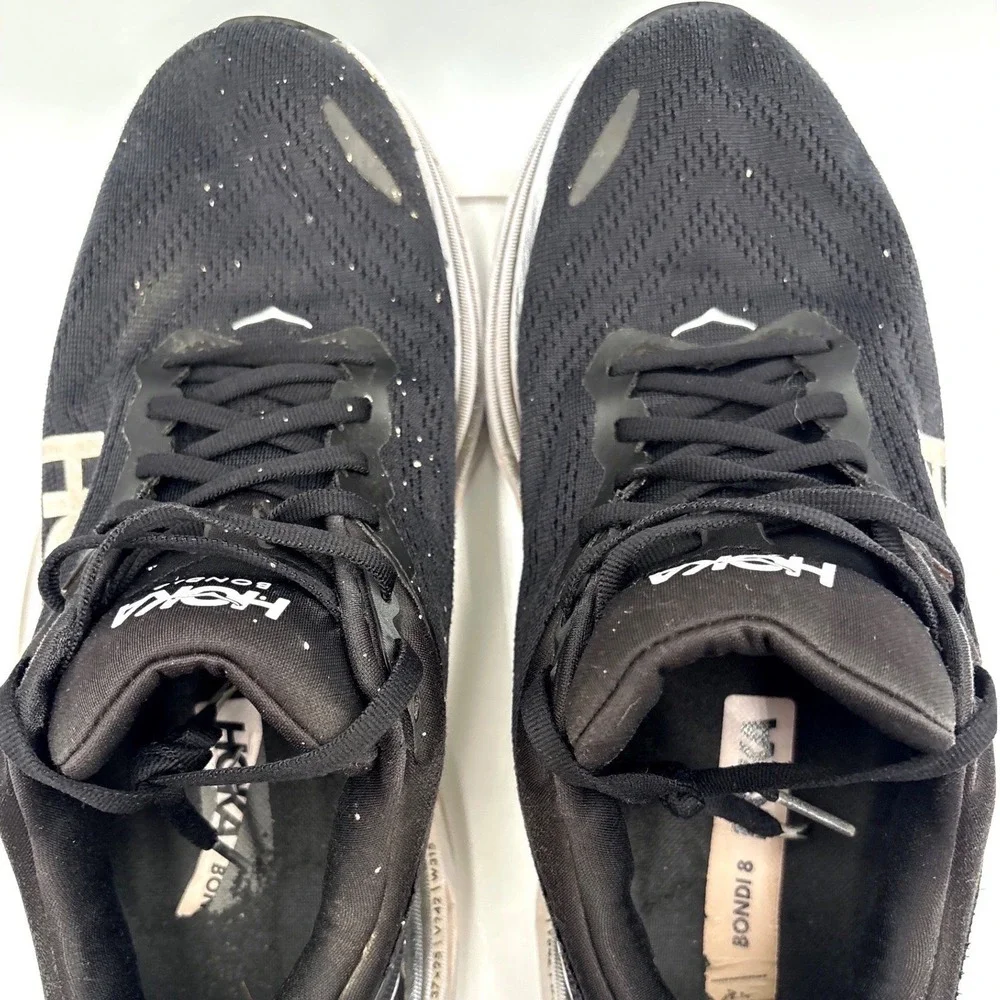 Hoka Bondi 8 Running Shoes 10.5 Black Gorpcore Max Cushion Sneakers 1123202 BWHT